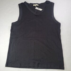 Madewell Black Generative Supima Cotton-Blend Sleeveless V-Neck Tank Top Size L